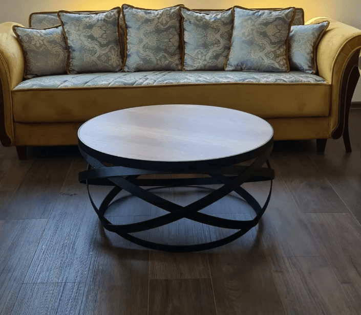 Living room metal table — custom-sized for the space