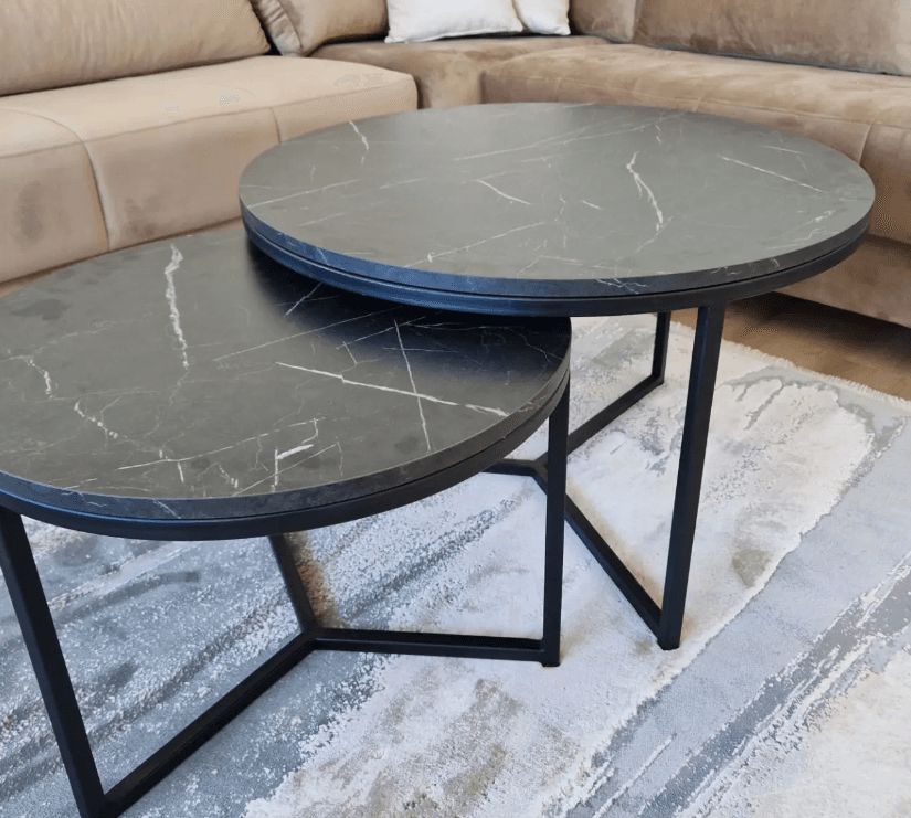Living room table — steel construction with project-specific finish