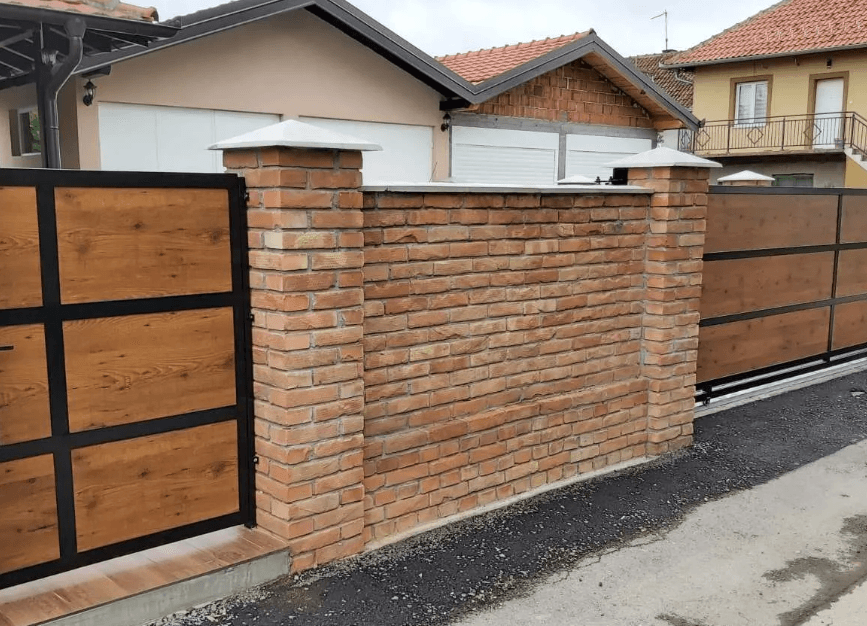 Steel and wood gate — metal frame combined with timber infill